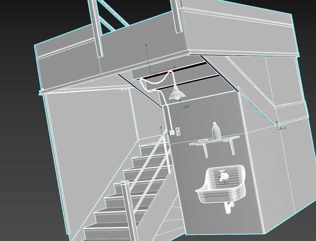Old Stairs and Sink 3D model_12