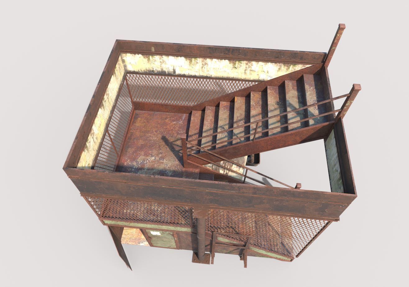 Old Stairs and Sink 3D model_3
