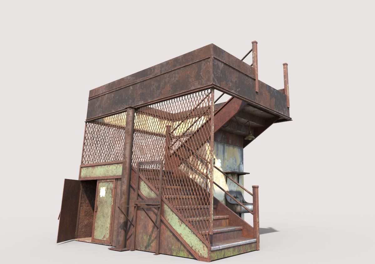 Old Stairs and Sink 3D model_6