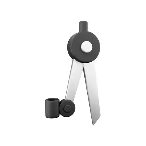 3d compass holding pen cartoon 3D model