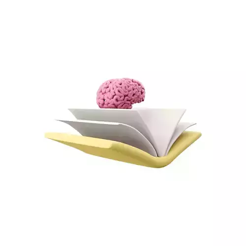 3d brain in a book cartoon 3D model