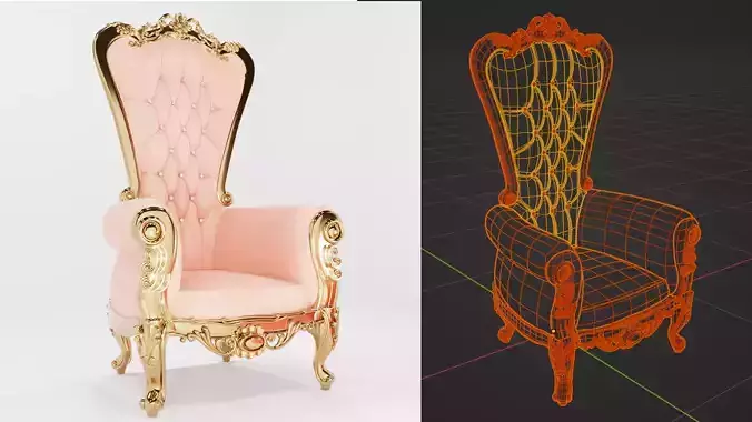 Ornament Chesterfield Armchair 3D model