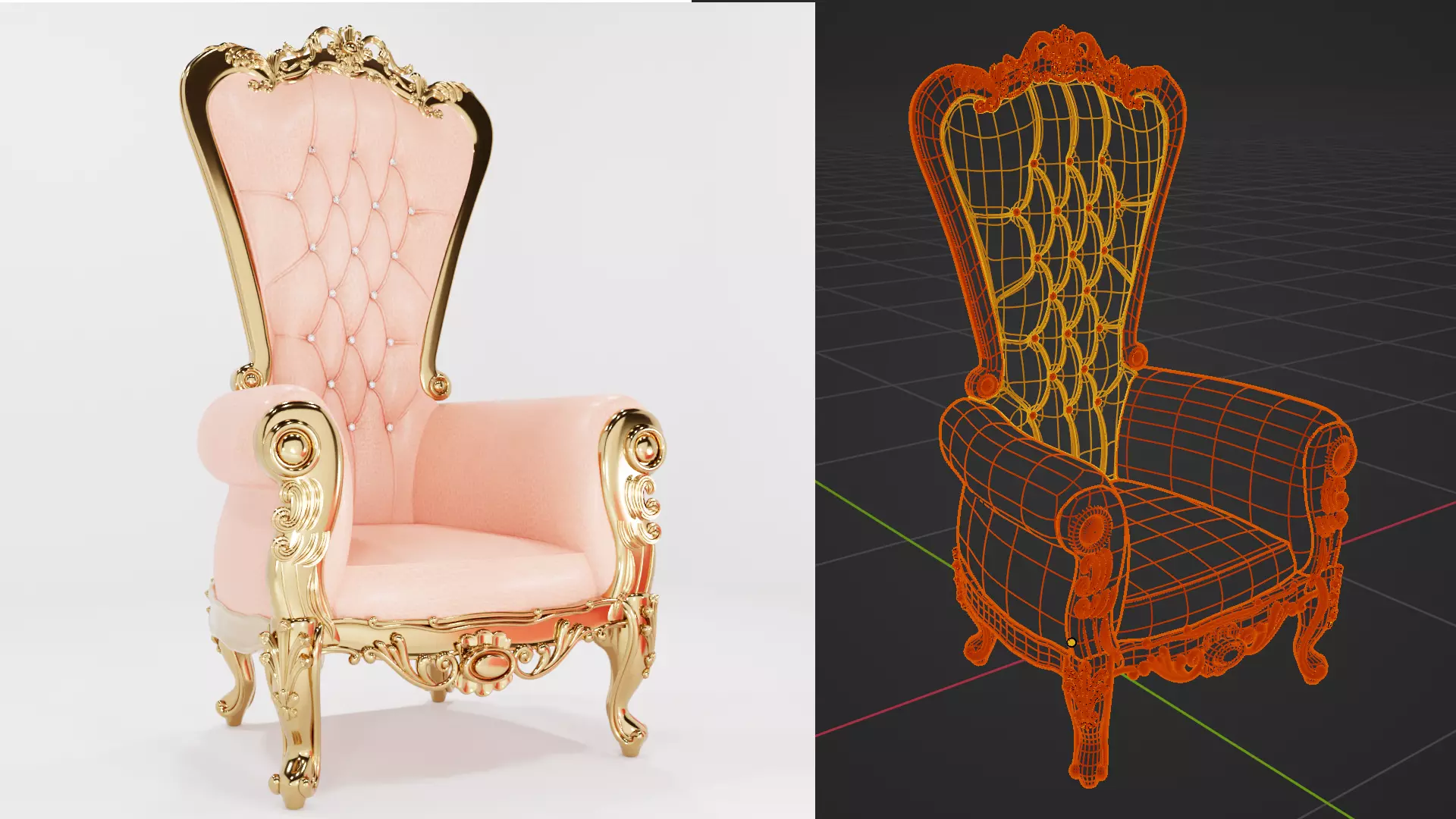 Ornament Chesterfield Armchair 3D model