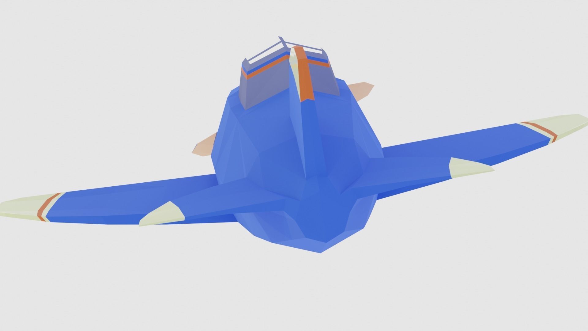 Low poly Airplane toy with propellers Low-poly 3D model_4