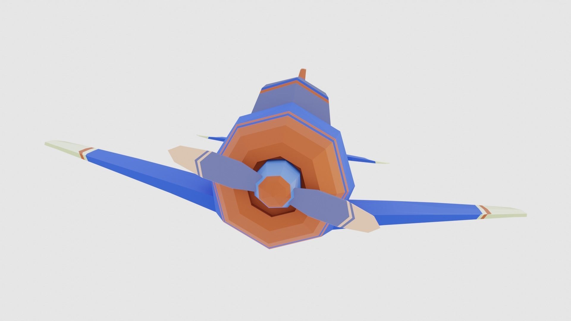 Low poly Airplane toy with propellers Low-poly 3D model_2