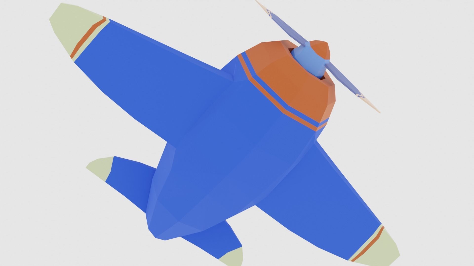 Low poly Airplane toy with propellers Low-poly 3D model_6
