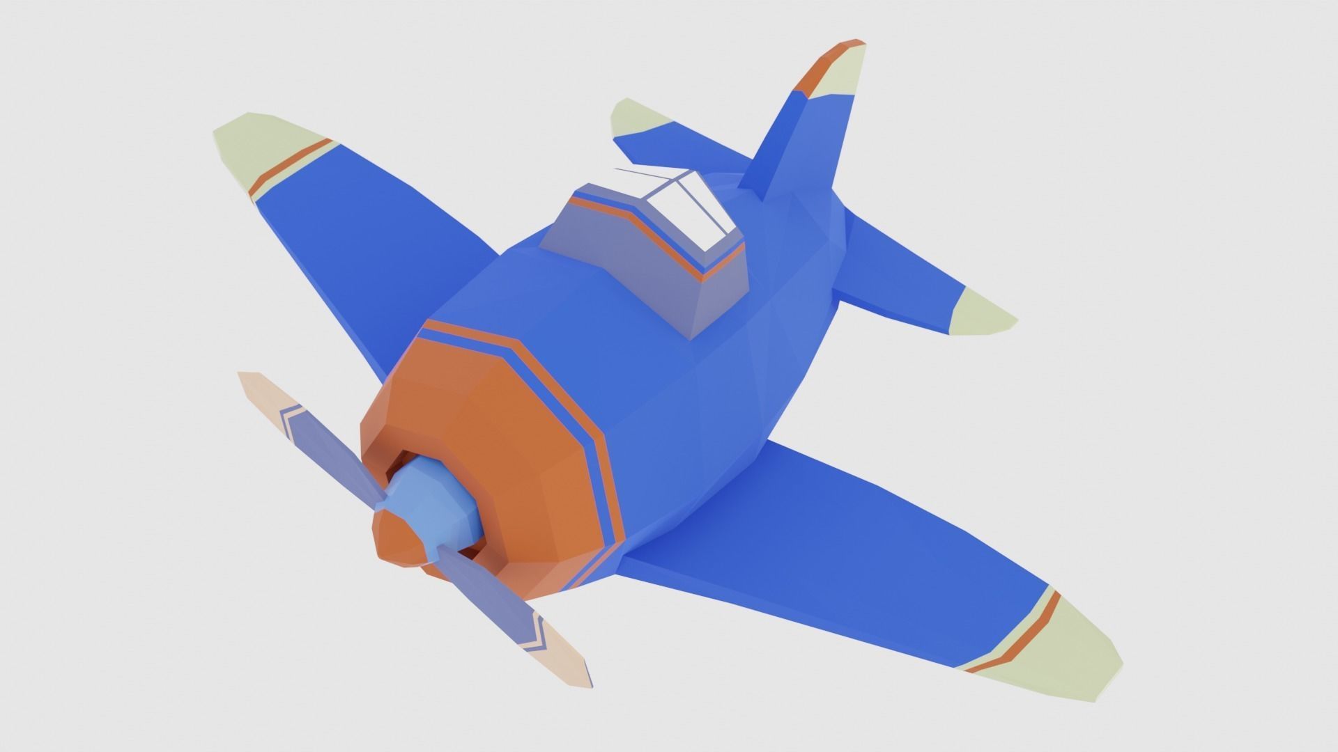 Low poly Airplane toy with propellers Low-poly 3D model_1