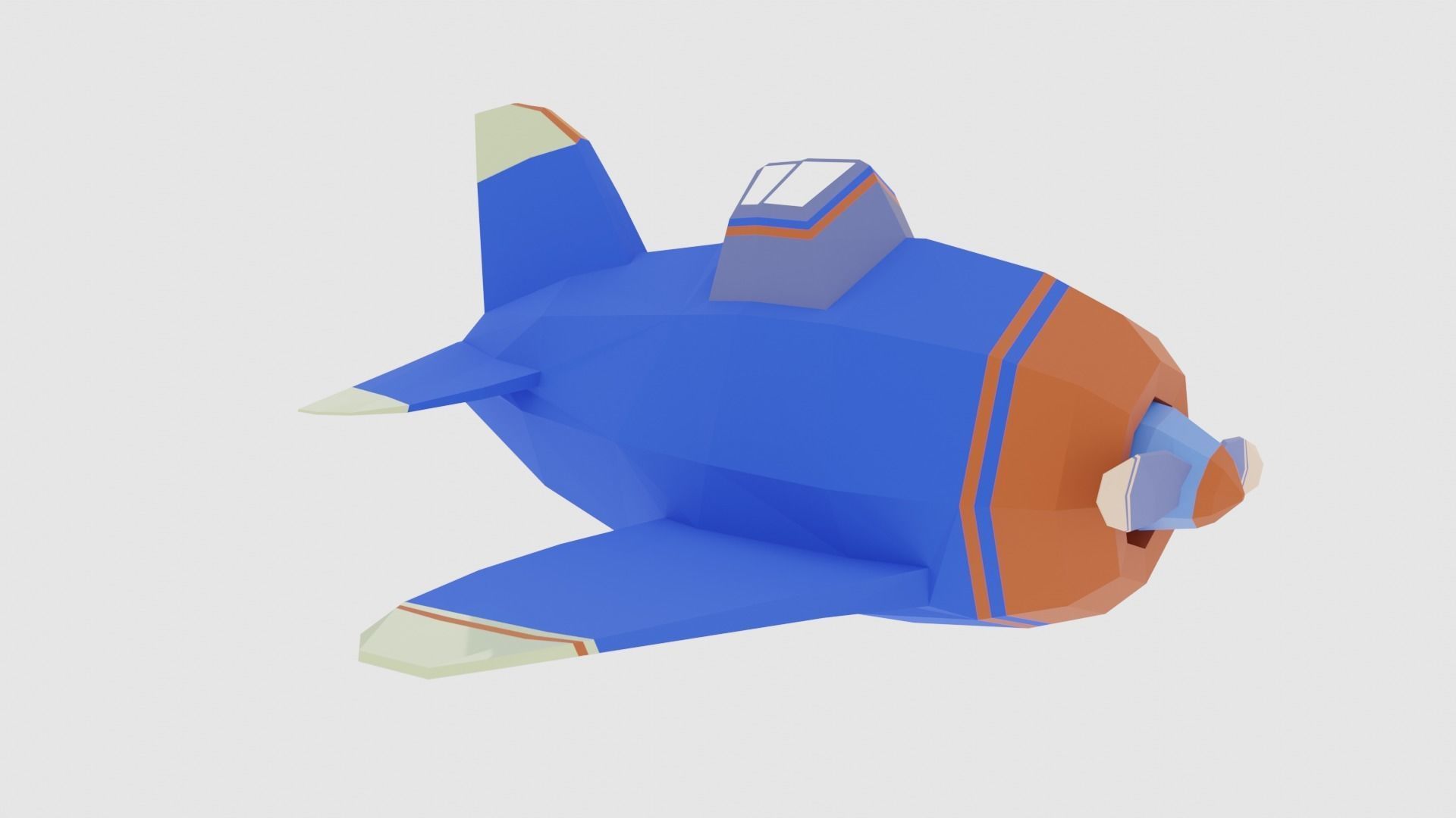 Low poly Airplane toy with propellers Low-poly 3D model_3
