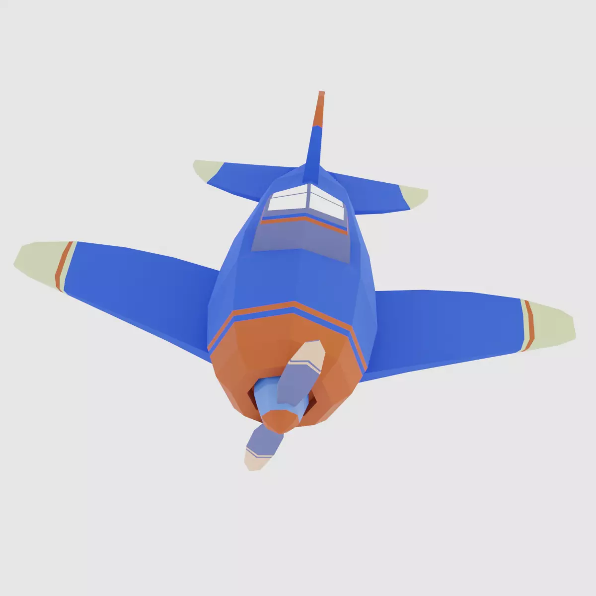 Low poly Airplane toy with propellers Low-poly 3D model_0