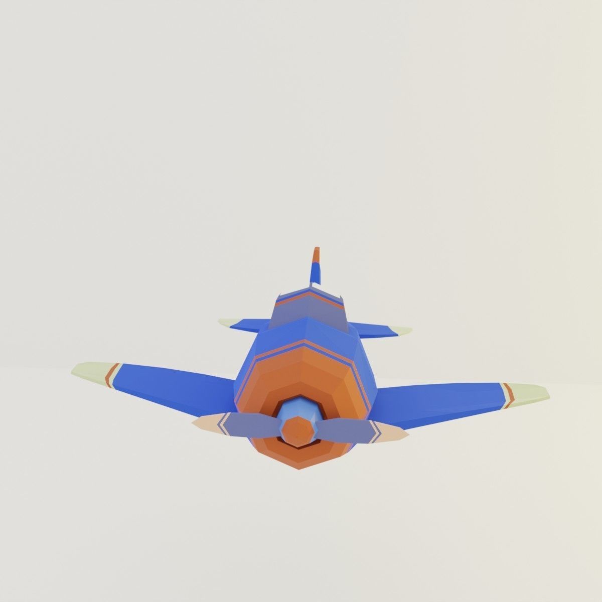 Low poly Airplane toy with propellers Low-poly 3D model_7