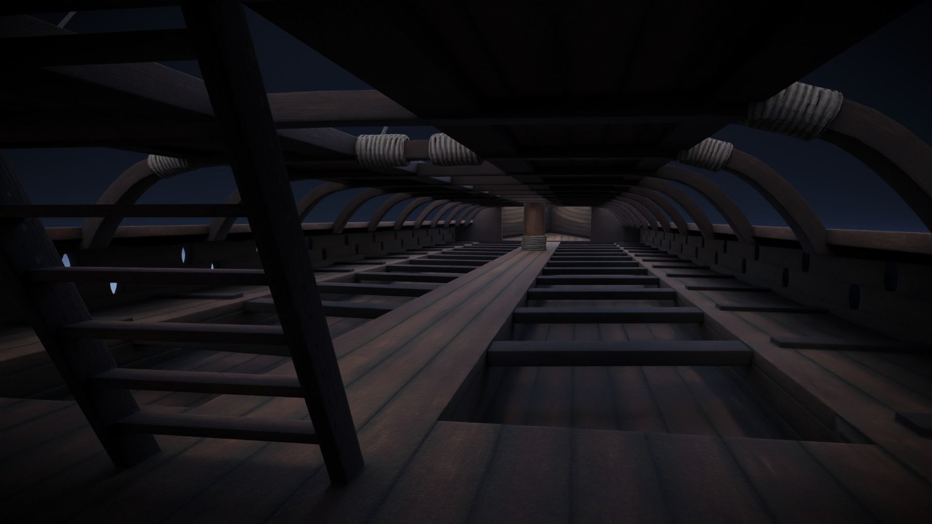 Bireme viking ship Low-poly 3D model_8