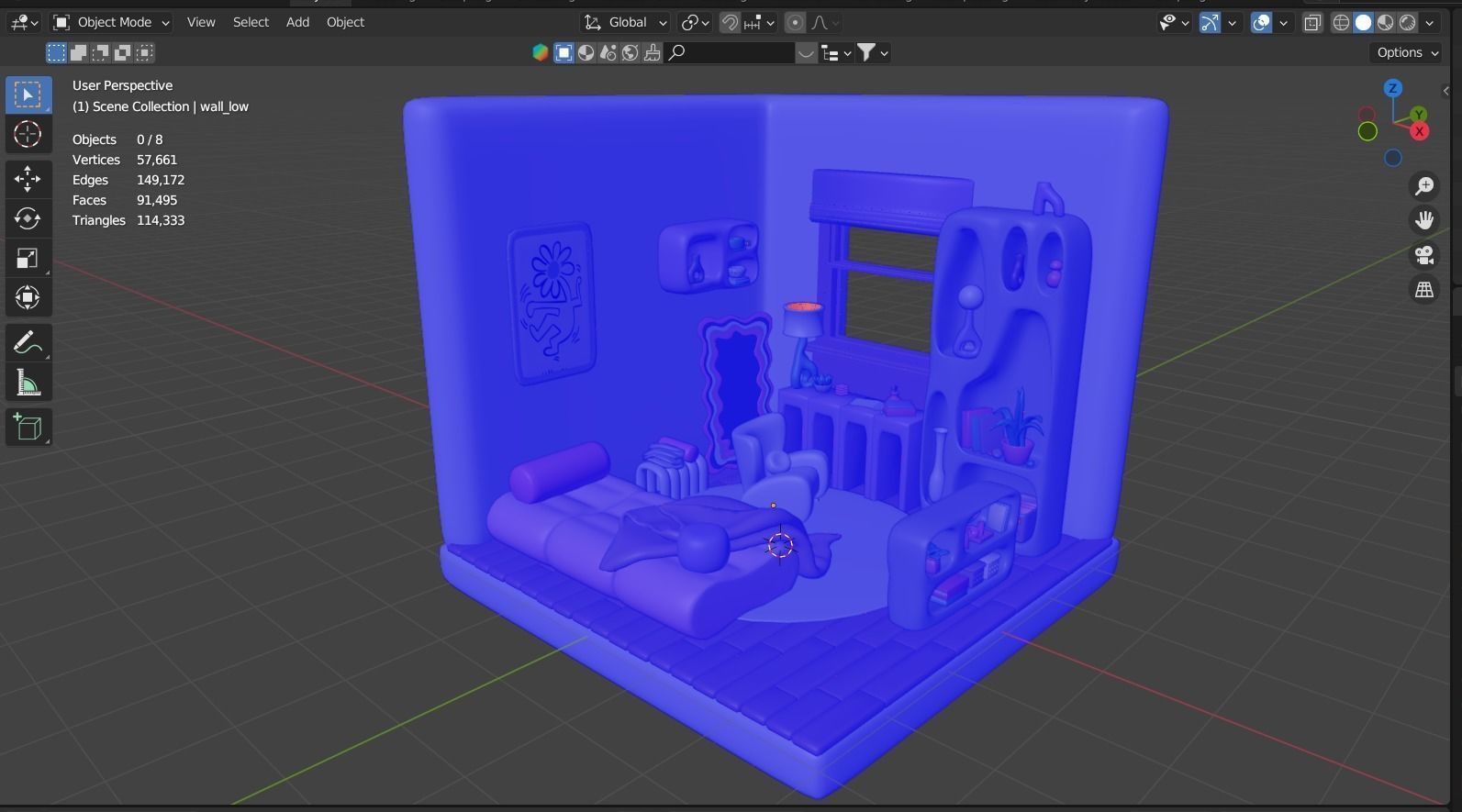 Girls  Designs Pink Vibe Room Kawaii Bedroom Unity Unreal Low-poly 3D model_7