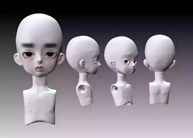 BJD head ball jointed doll STL 3D print model