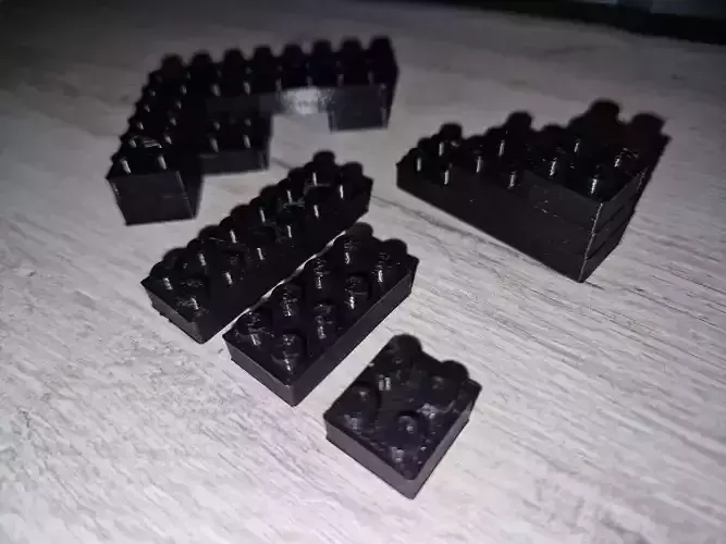 3D constructor lego bricks in shape of letter 3D print model