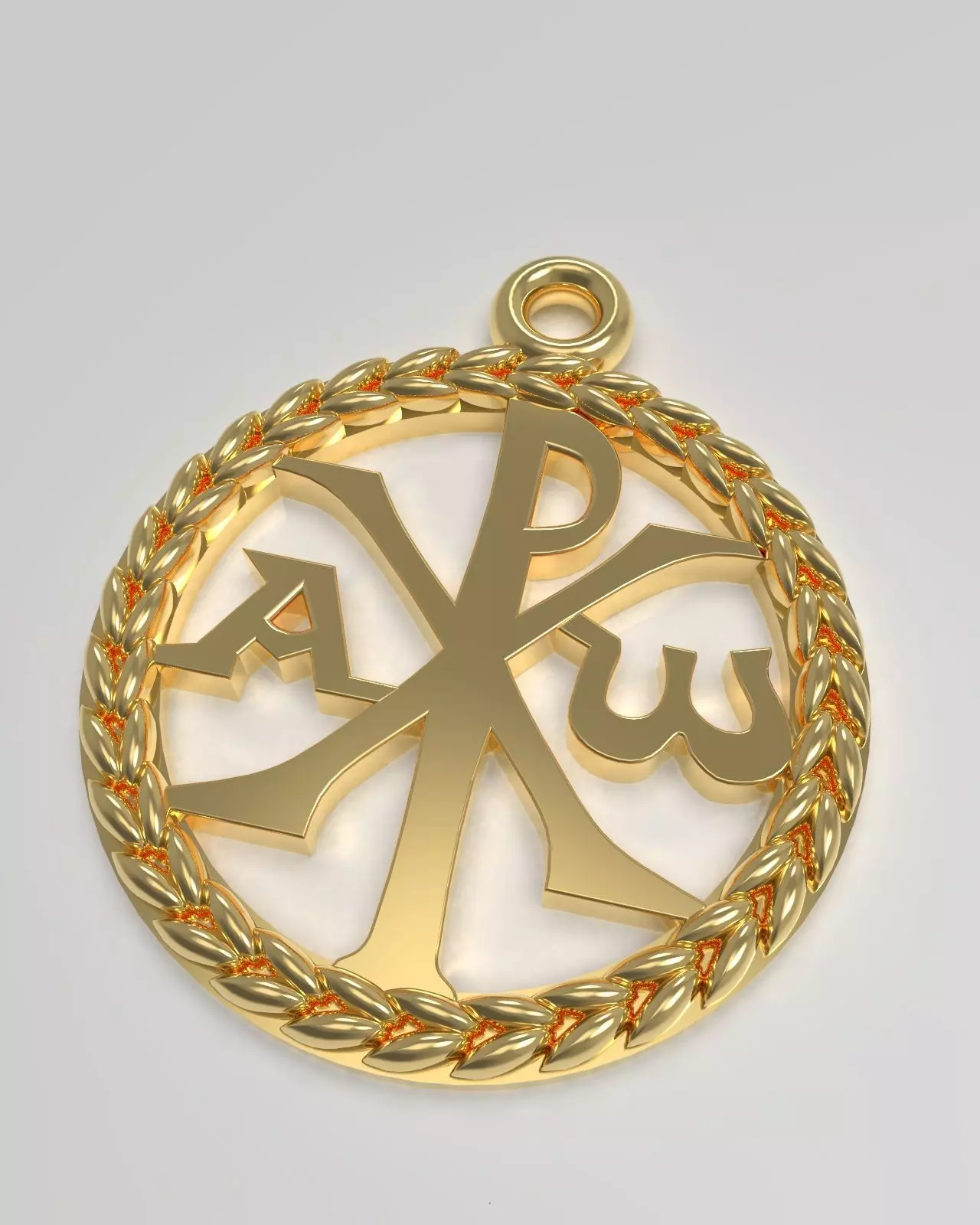 Christ monogram christogram Chi Rho alpha and omega pendant 3D print model_0