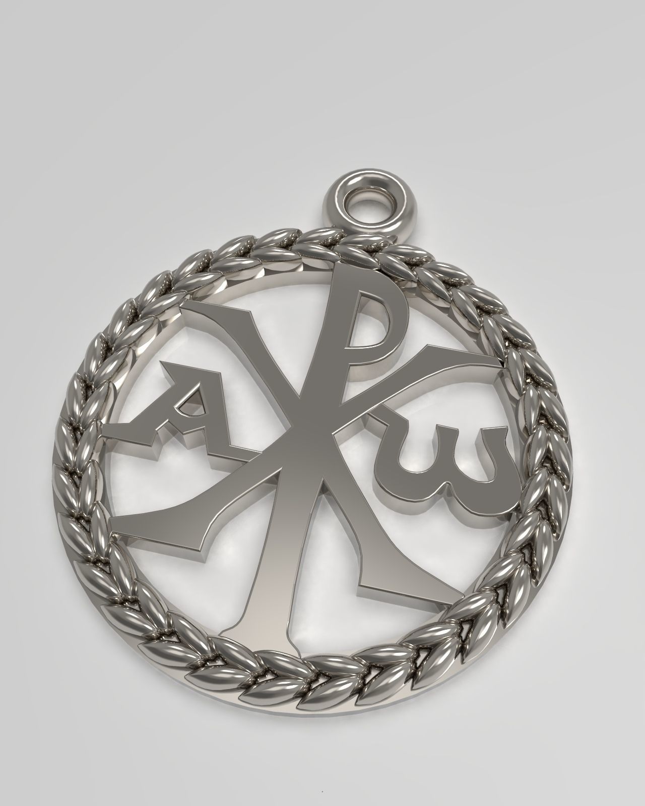 Christ monogram christogram Chi Rho alpha and omega pendant 3D print model_1