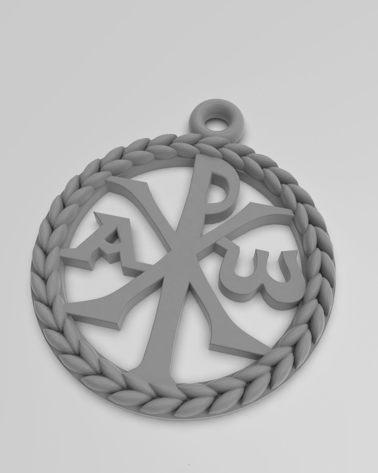 Christ monogram christogram Chi Rho alpha and omega pendant 3D print model_5