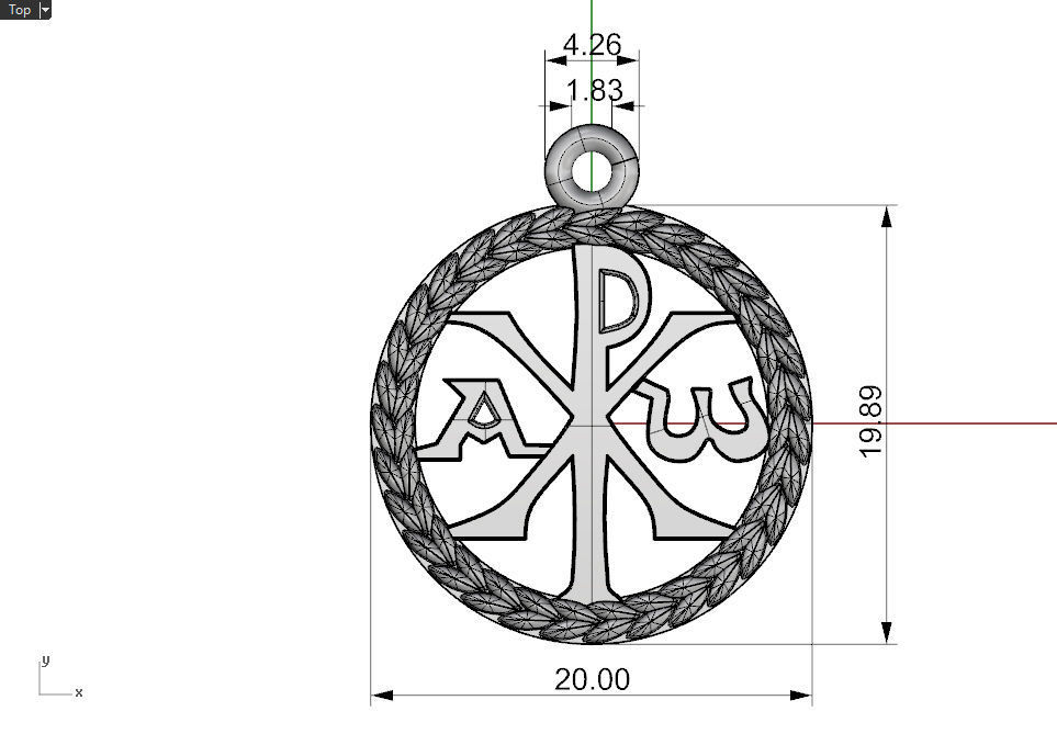 Christ monogram christogram Chi Rho alpha and omega pendant 3D print model_9