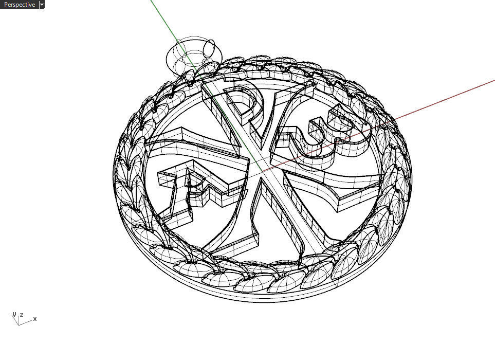 Christ monogram christogram Chi Rho alpha and omega pendant 3D print model_7