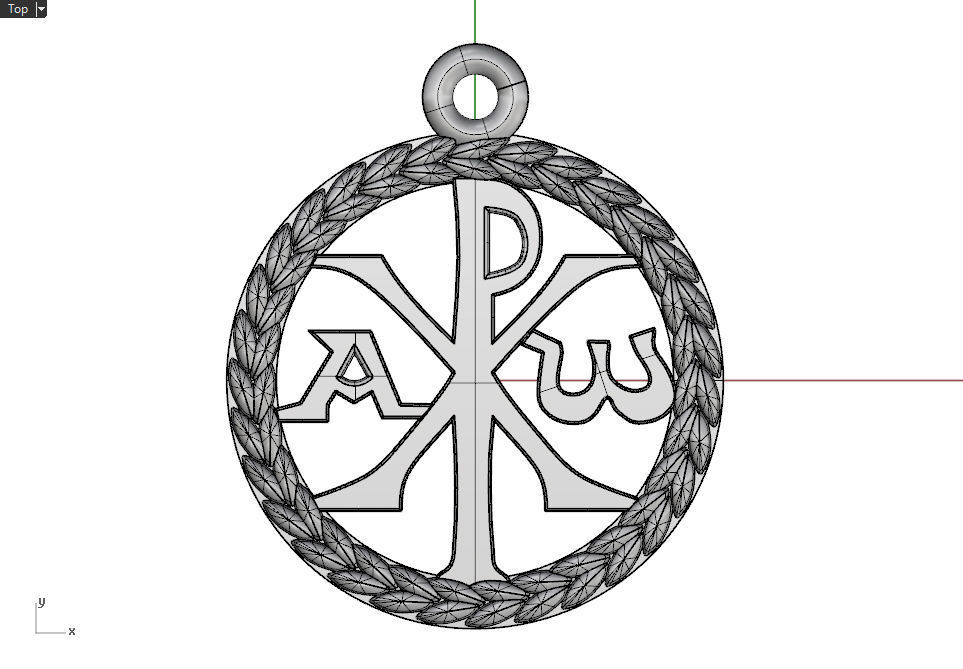 Christ monogram christogram Chi Rho alpha and omega pendant 3D print model_8