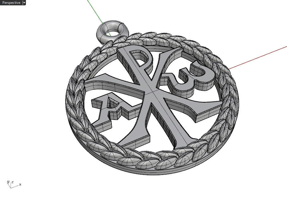 Christ monogram christogram Chi Rho alpha and omega pendant 3D print model_6