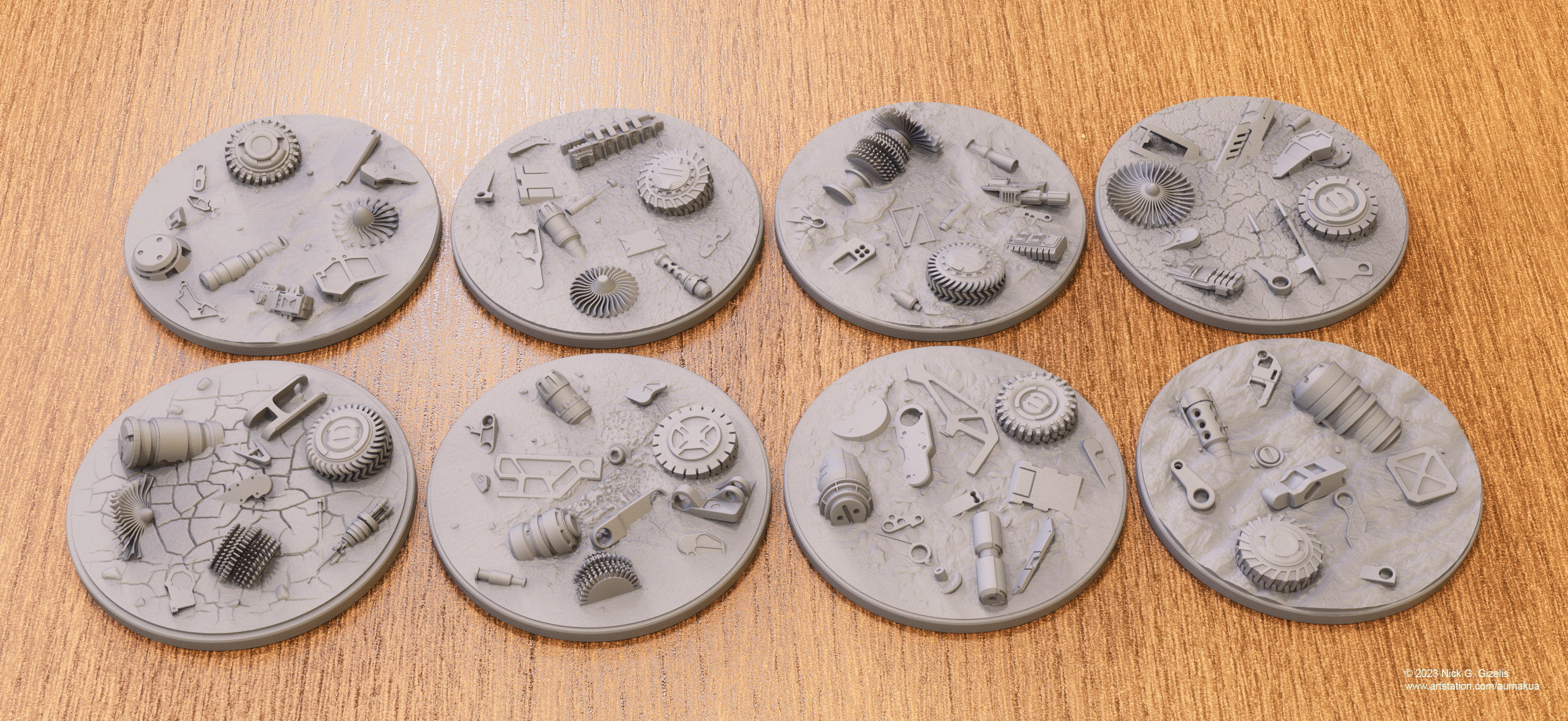 Battlefield Debris Bases 100mm 3D print model_8