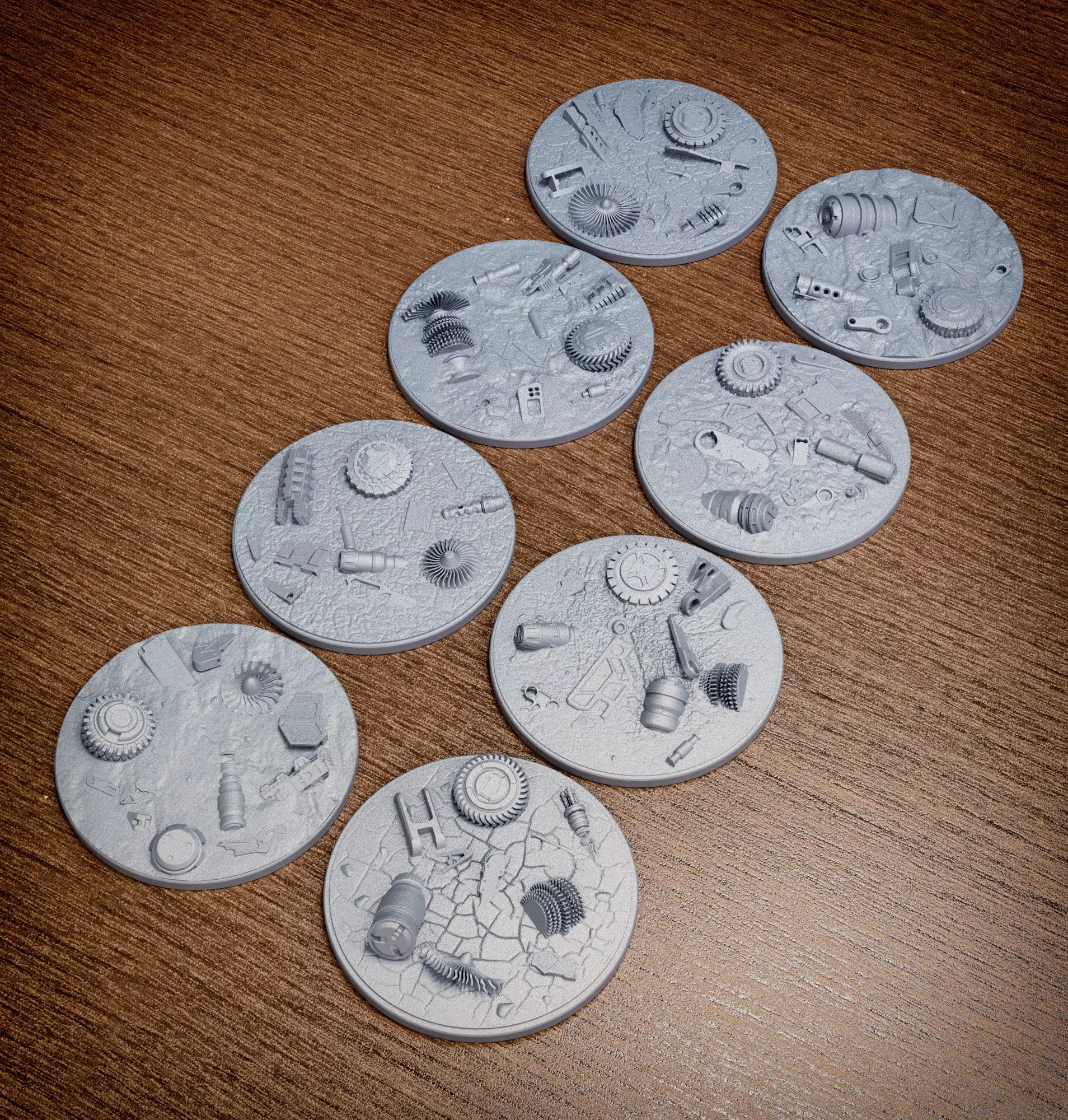 Battlefield Debris Bases 100mm 3D print model_0