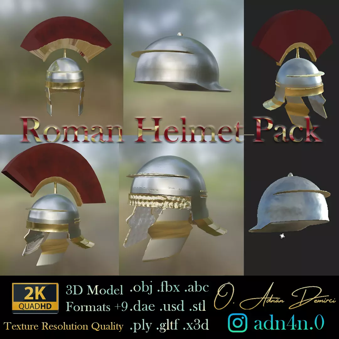 Ancient Rome Roman Helmet Pack Low-poly 3D model_0