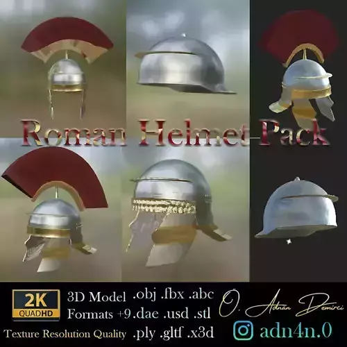 Ancient Rome Roman Helmet Pack Low-poly 3D model
