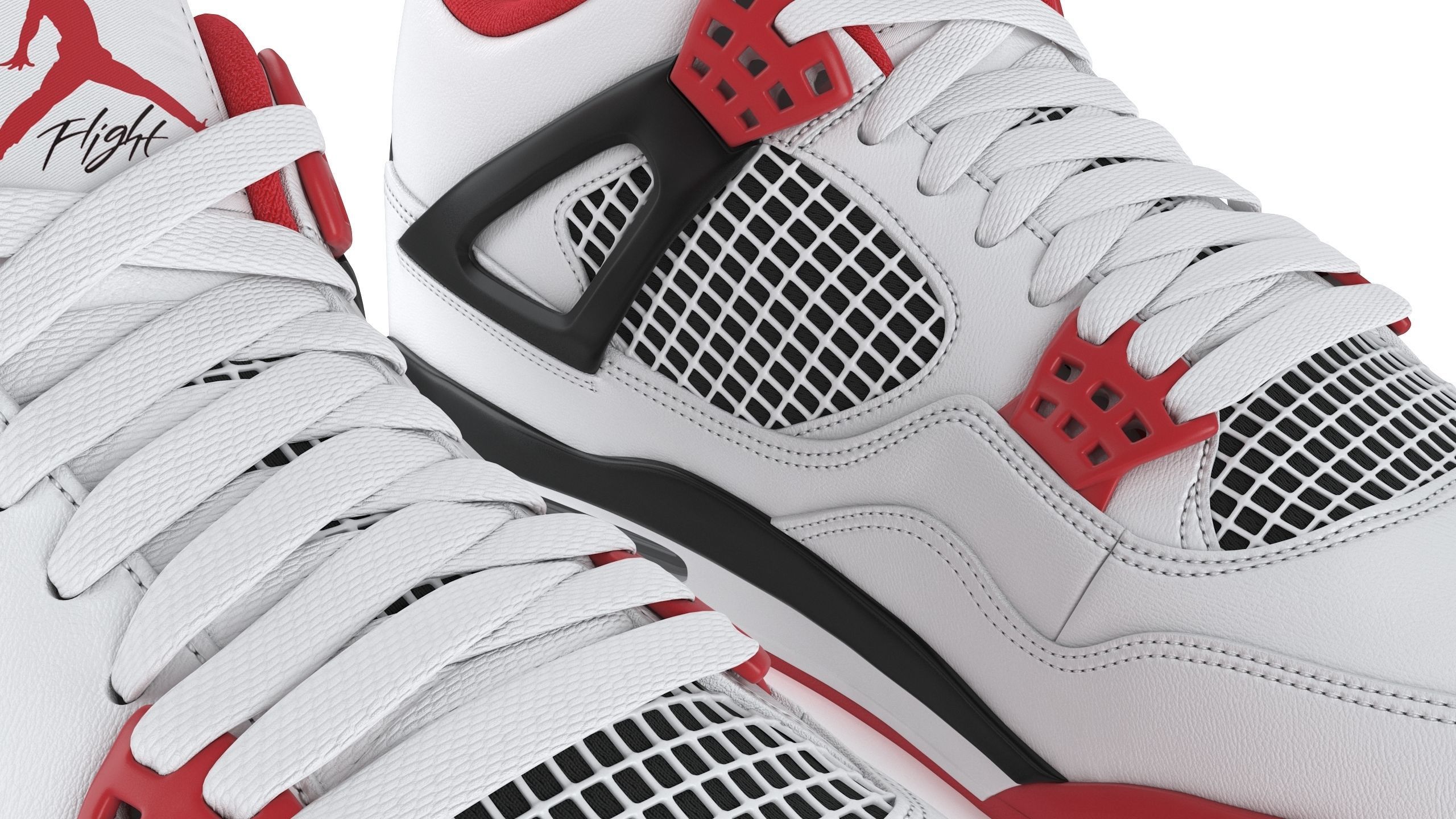 Jordan 4 Retro Fire Red PBR Low-poly 3D model_7