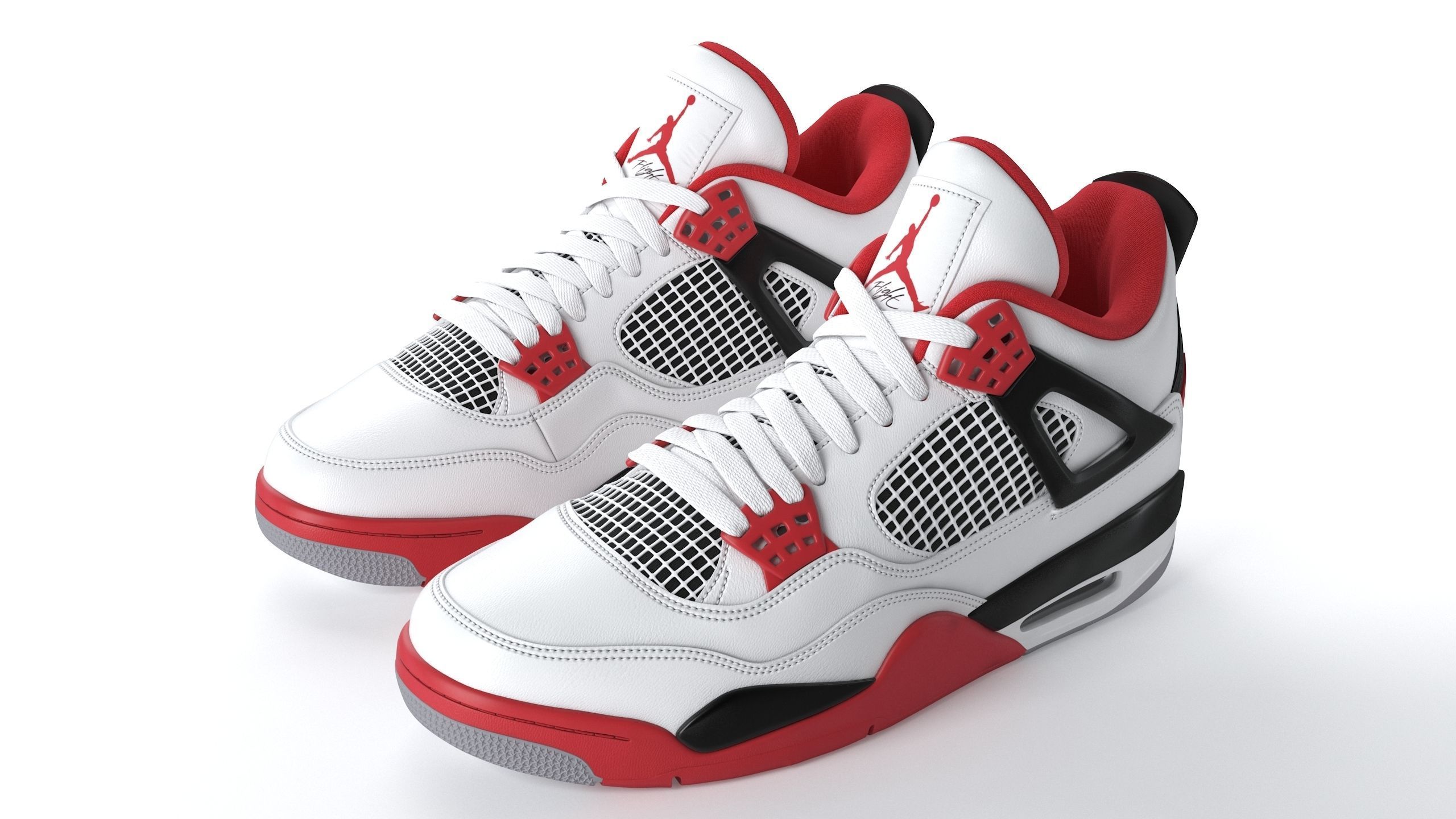Jordan 4 Retro Fire Red PBR Low-poly 3D model_5