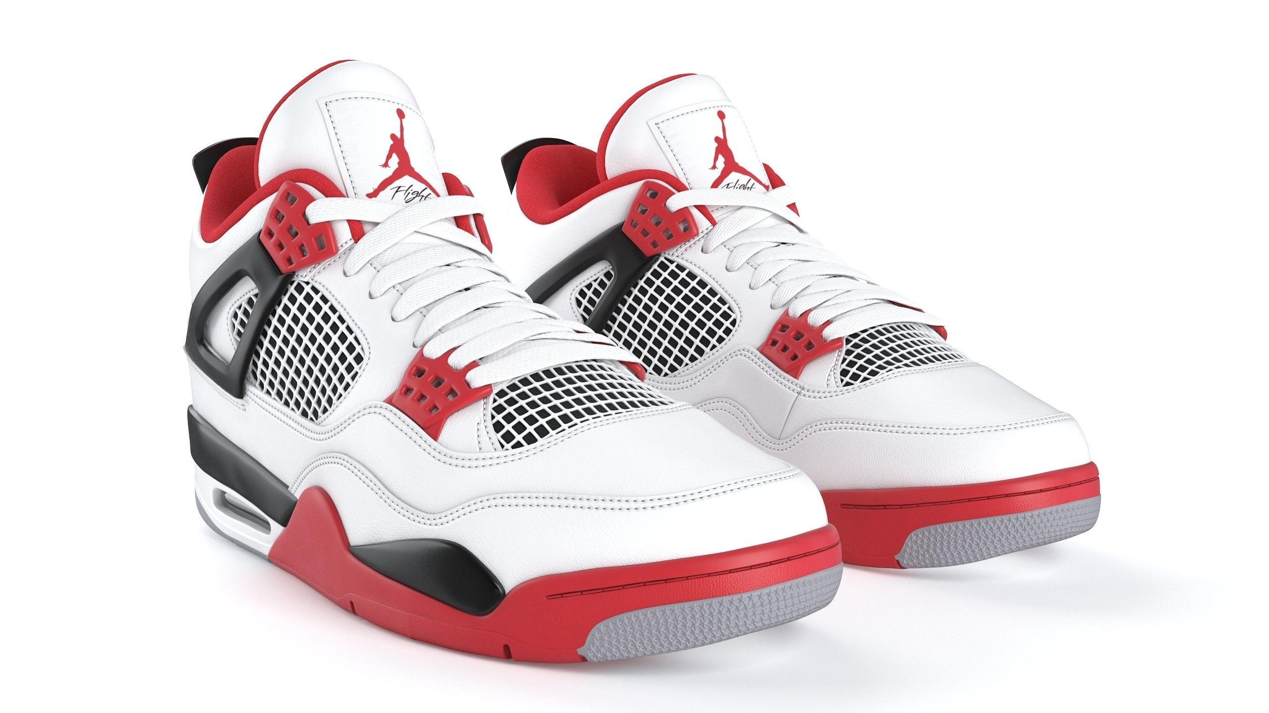 Jordan 4 Retro Fire Red PBR Low-poly 3D model_1