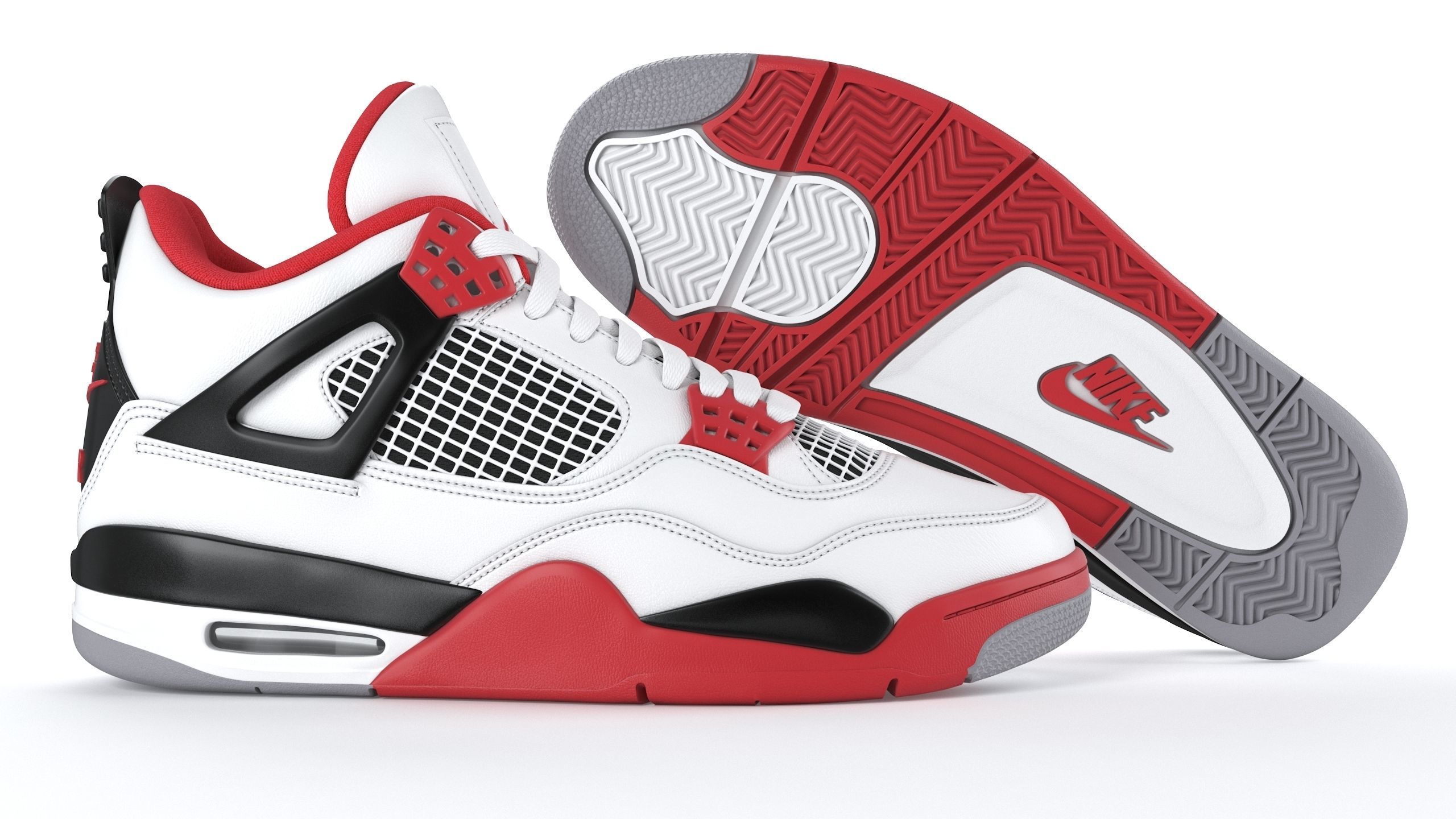 Jordan 4 Retro Fire Red PBR Low-poly 3D model_10