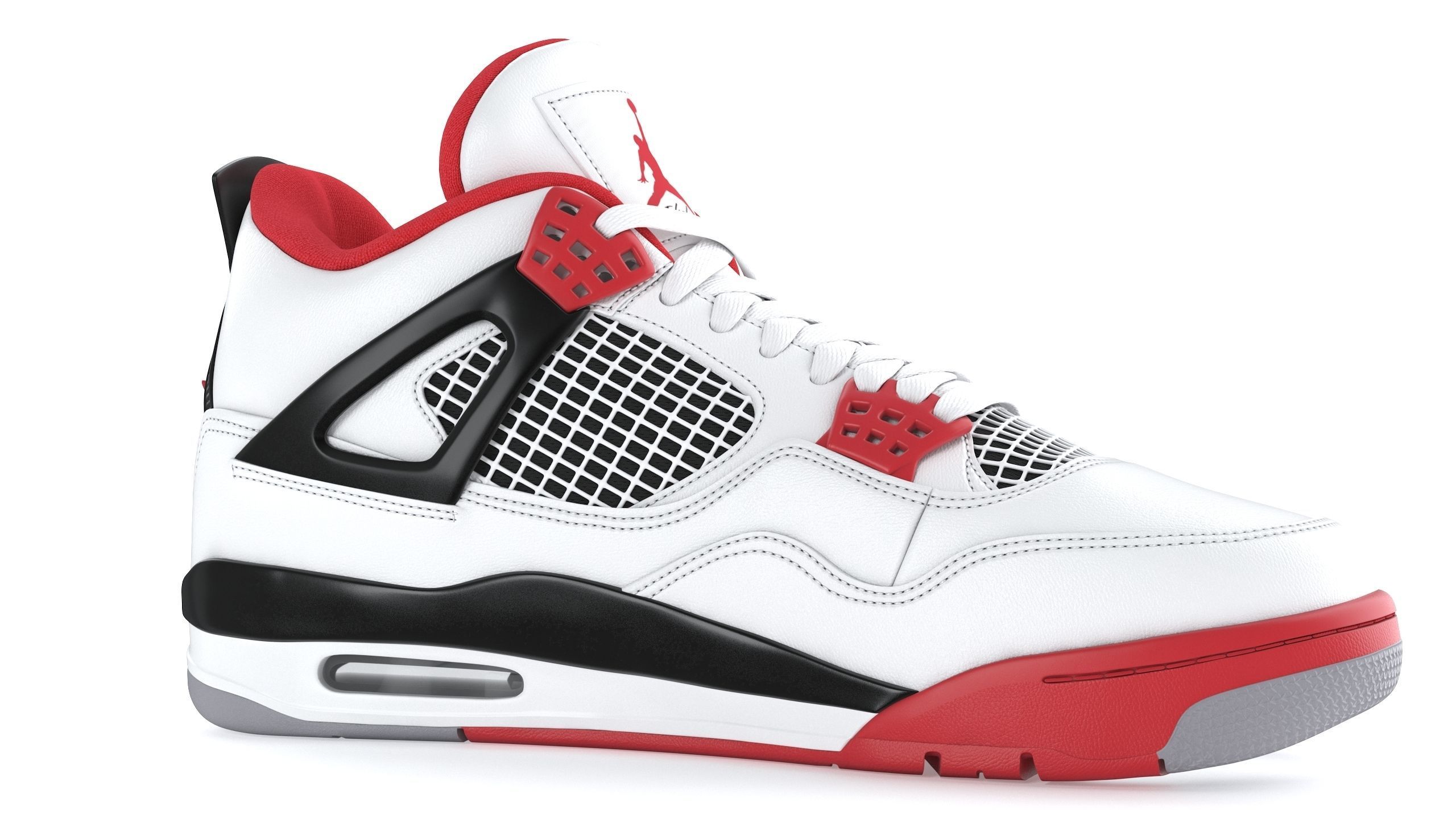 Jordan 4 Retro Fire Red PBR Low-poly 3D model_8