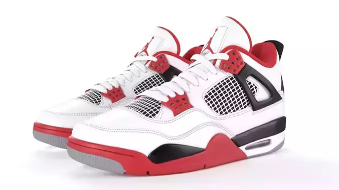 Jordan 4 Retro Fire Red PBR Low-poly 3D model
