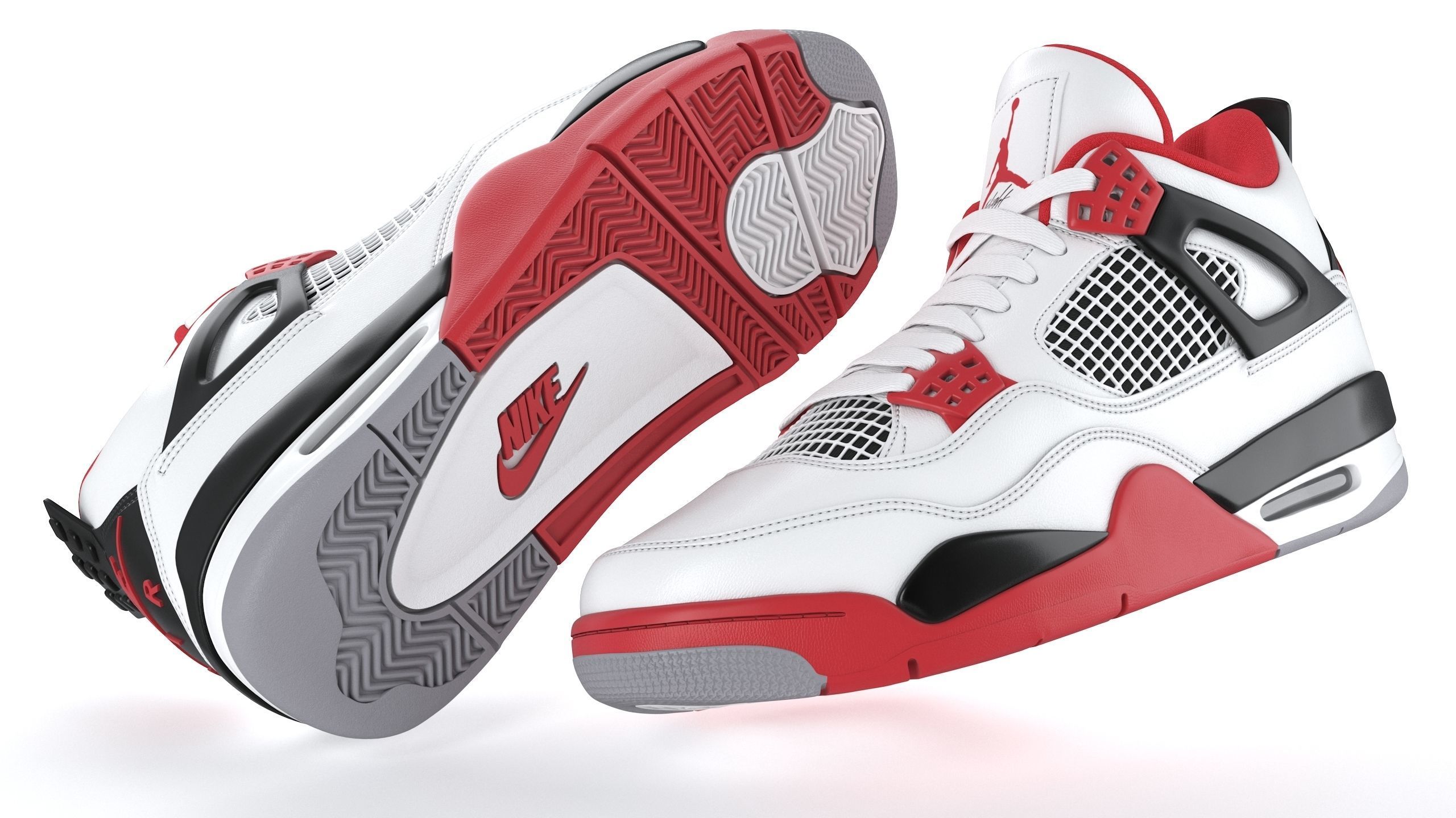 Jordan 4 Retro Fire Red PBR Low-poly 3D model_11