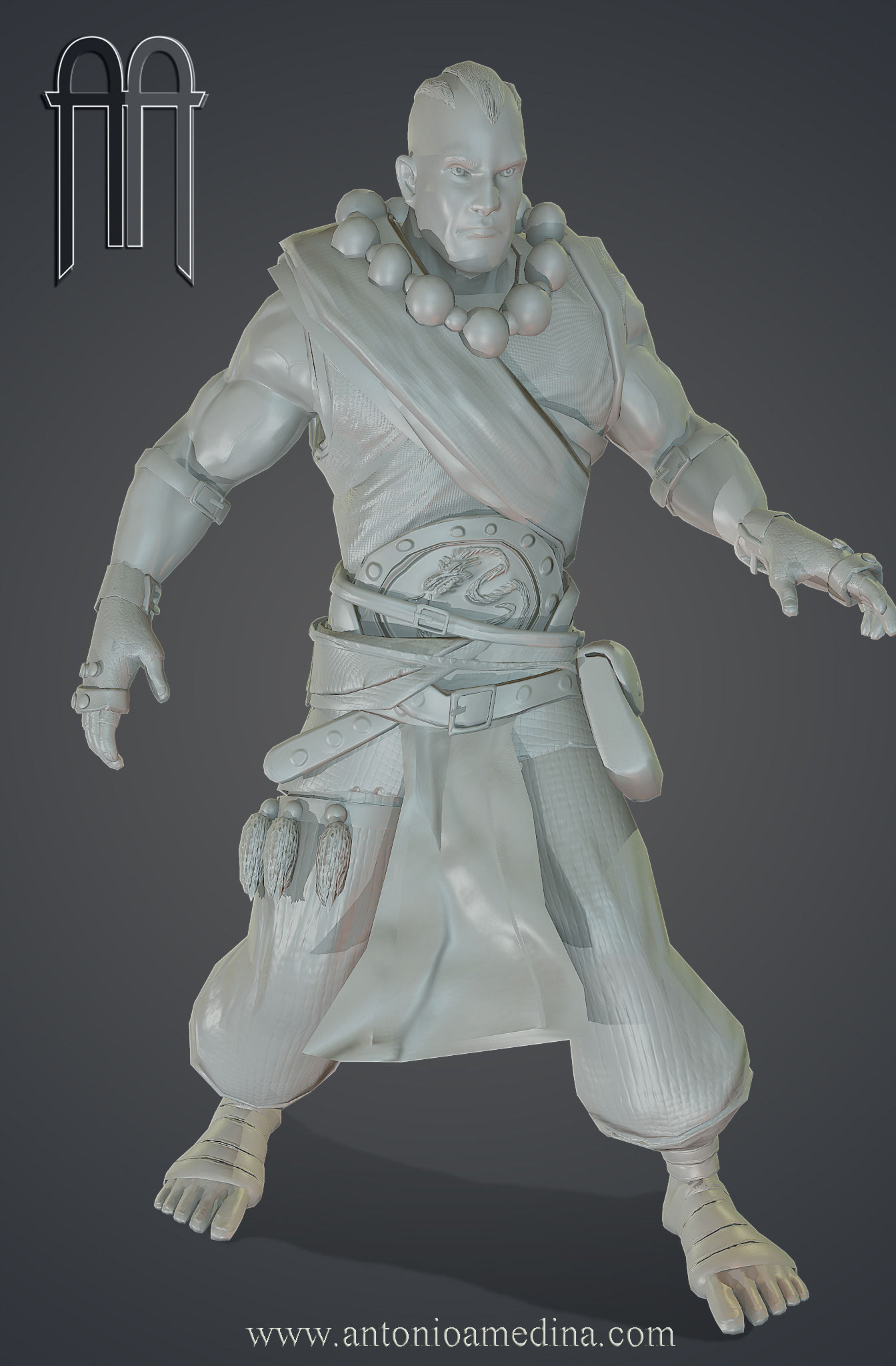 Stylized Muscled Guy Low-poly 3D model_4