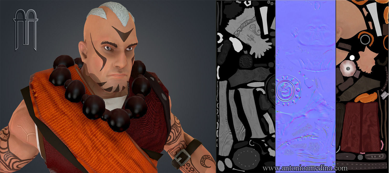 Stylized Muscled Guy Low-poly 3D model_1