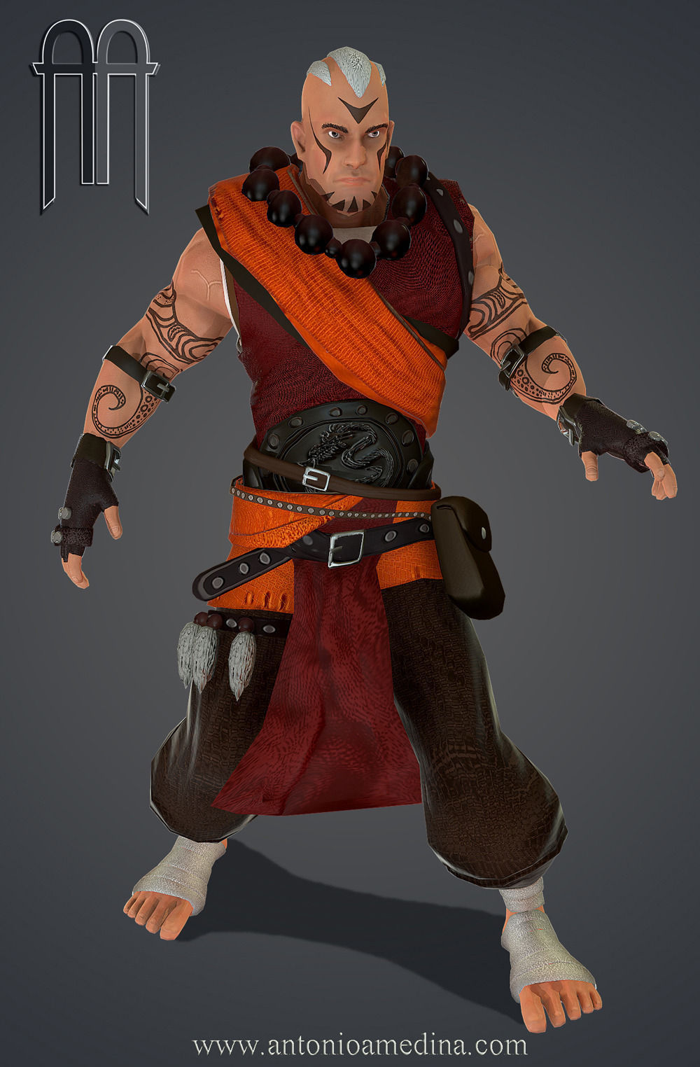 Stylized Muscled Guy Low-poly 3D model_2
