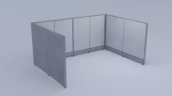 Office Cubicle 4K and 2K Textures Low-poly 3D model