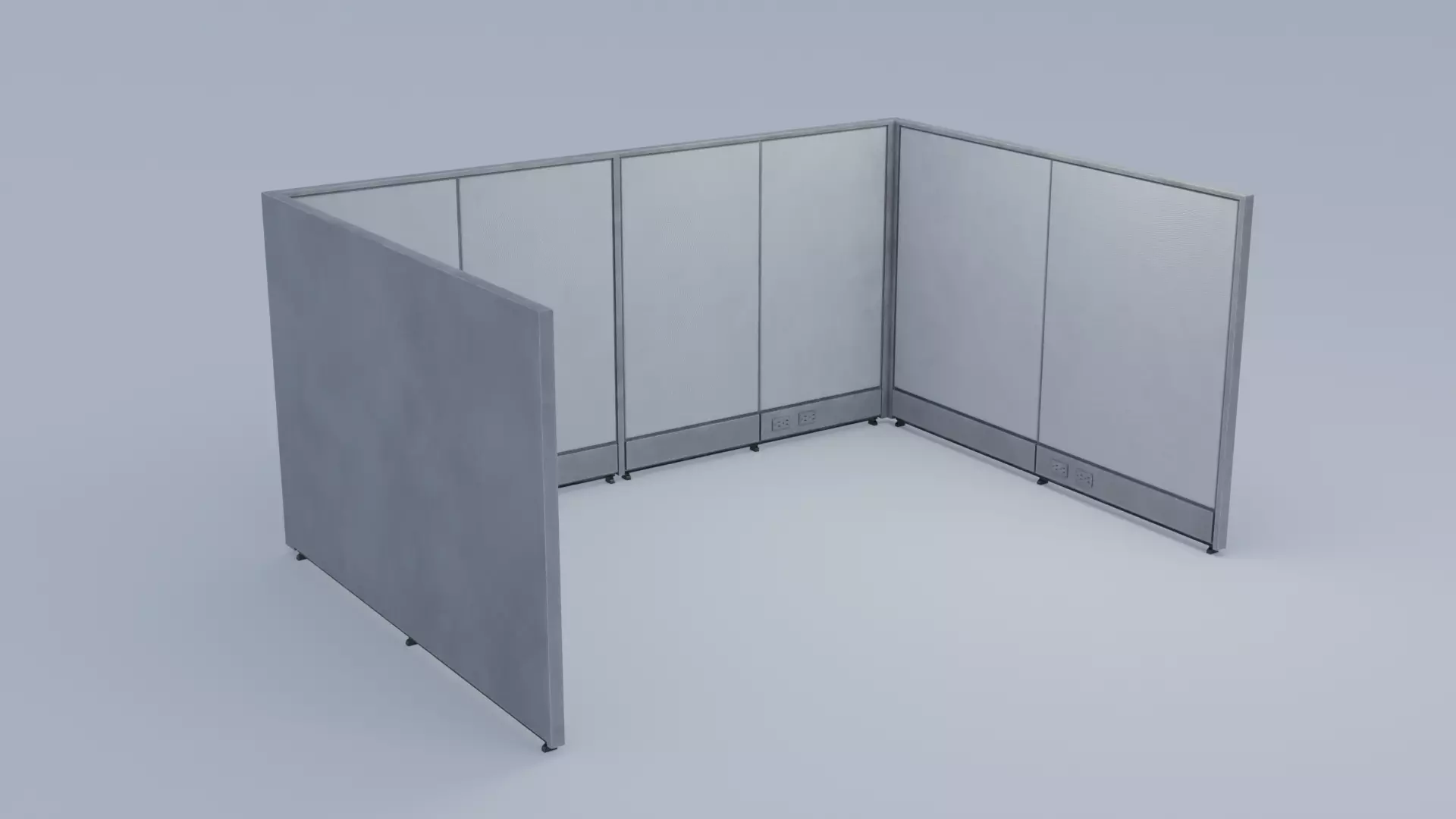 Office Cubicle 4K and 2K Textures Low-poly 3D model_0
