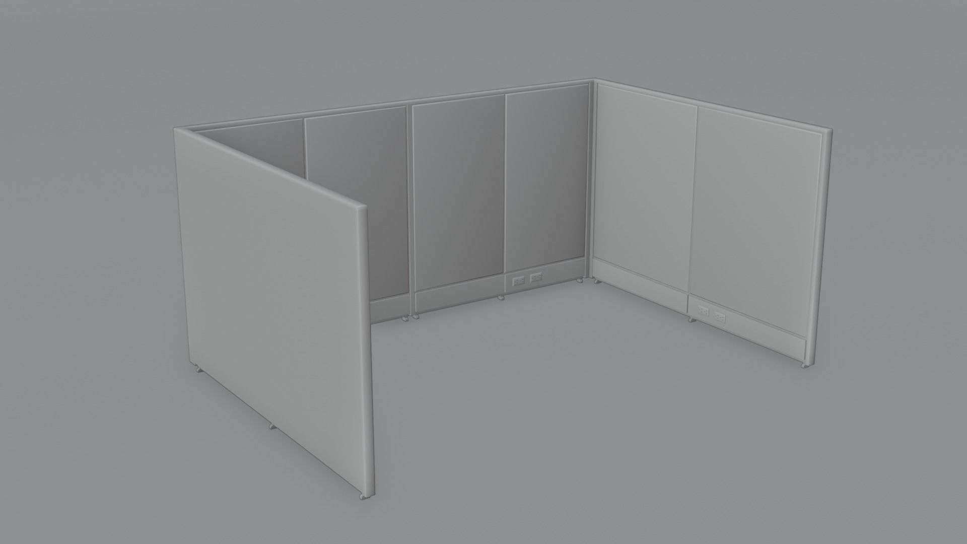 Office Cubicle 4K and 2K Textures Low-poly 3D model_2