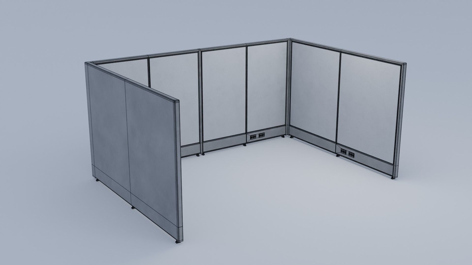 Office Cubicle 4K and 2K Textures Low-poly 3D model_1