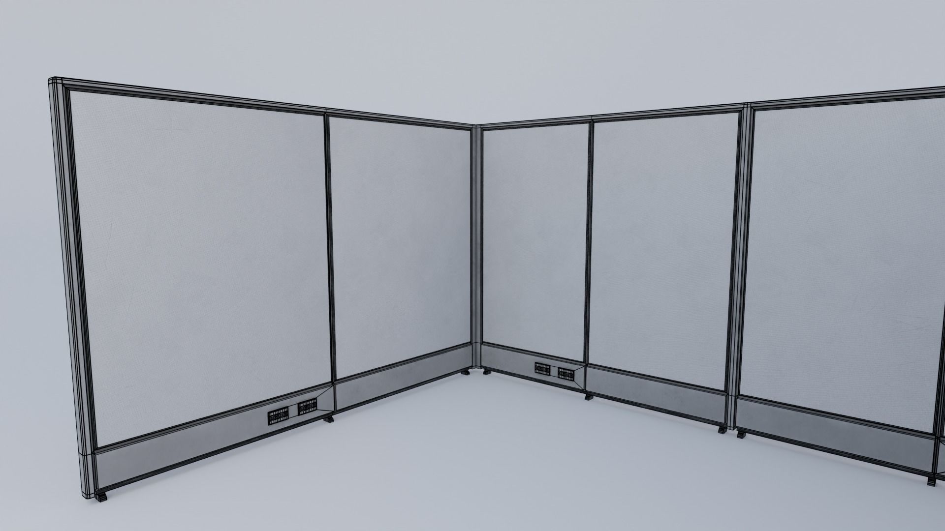 Office Cubicle 4K and 2K Textures Low-poly 3D model_6