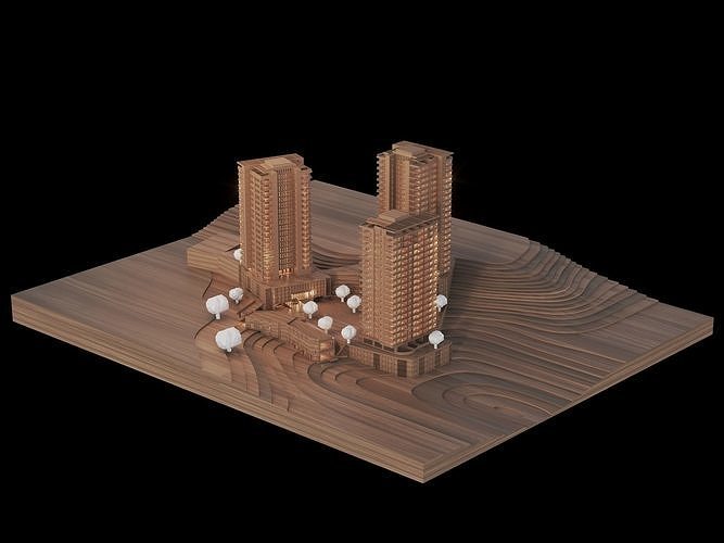 Residential Buildings 3d maquette 3D model 2