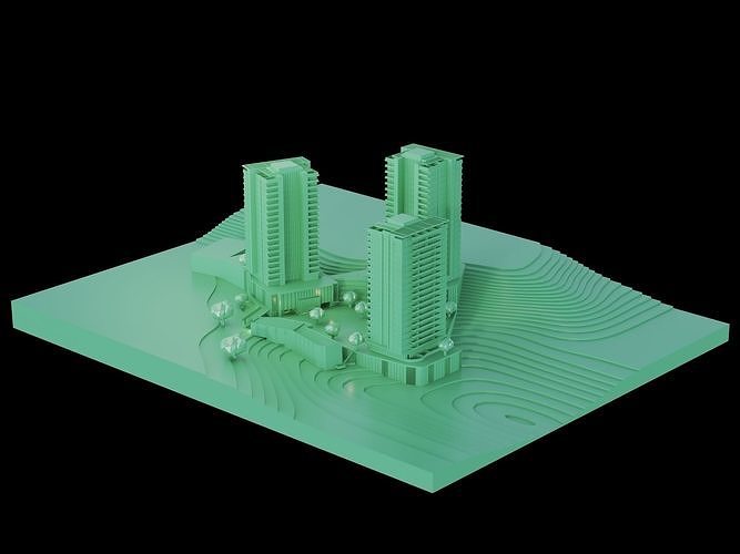 Residential Buildings 3d maquette 3D model 7