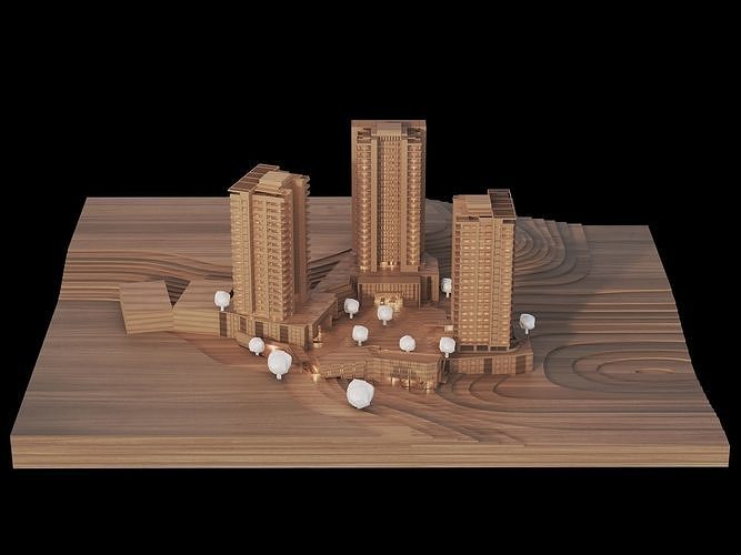 Residential Buildings 3d maquette 3D model 3