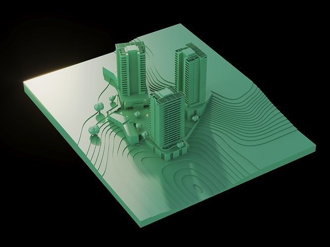 Residential Buildings 3d maquette 3D model 6