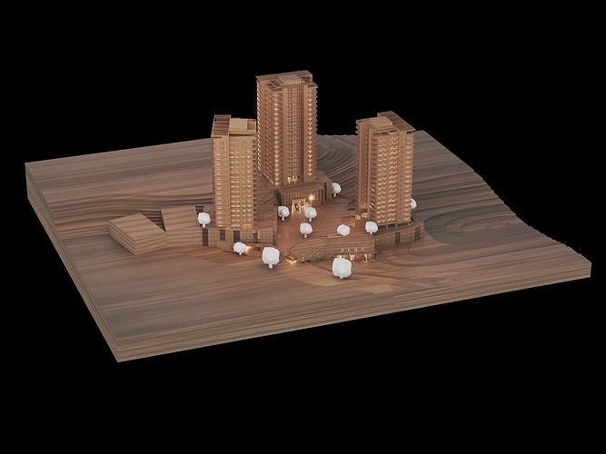 Residential Buildings 3d maquette 3D model 4