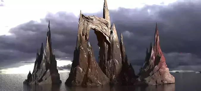 Stylized Snow Mountain rock cliff 3 versions